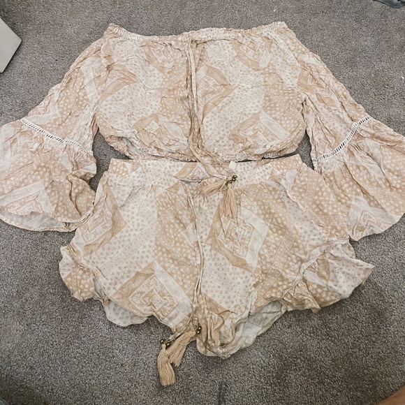south boutqiue Pants - Surf Gypsy- Brown and White Matching Set